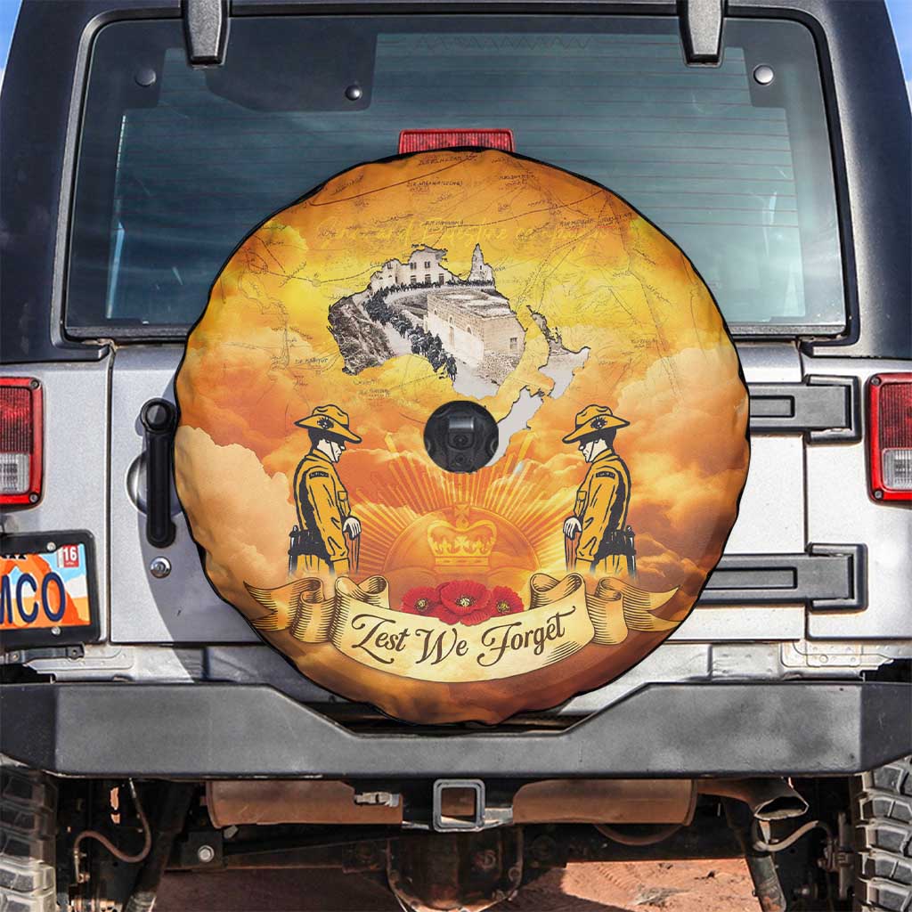 New Zealand And Australia ANZAC Day Spare Tire Cover Sinai Palestine Campaign Lest We Forget LT05 Orange - Polynesian Pride