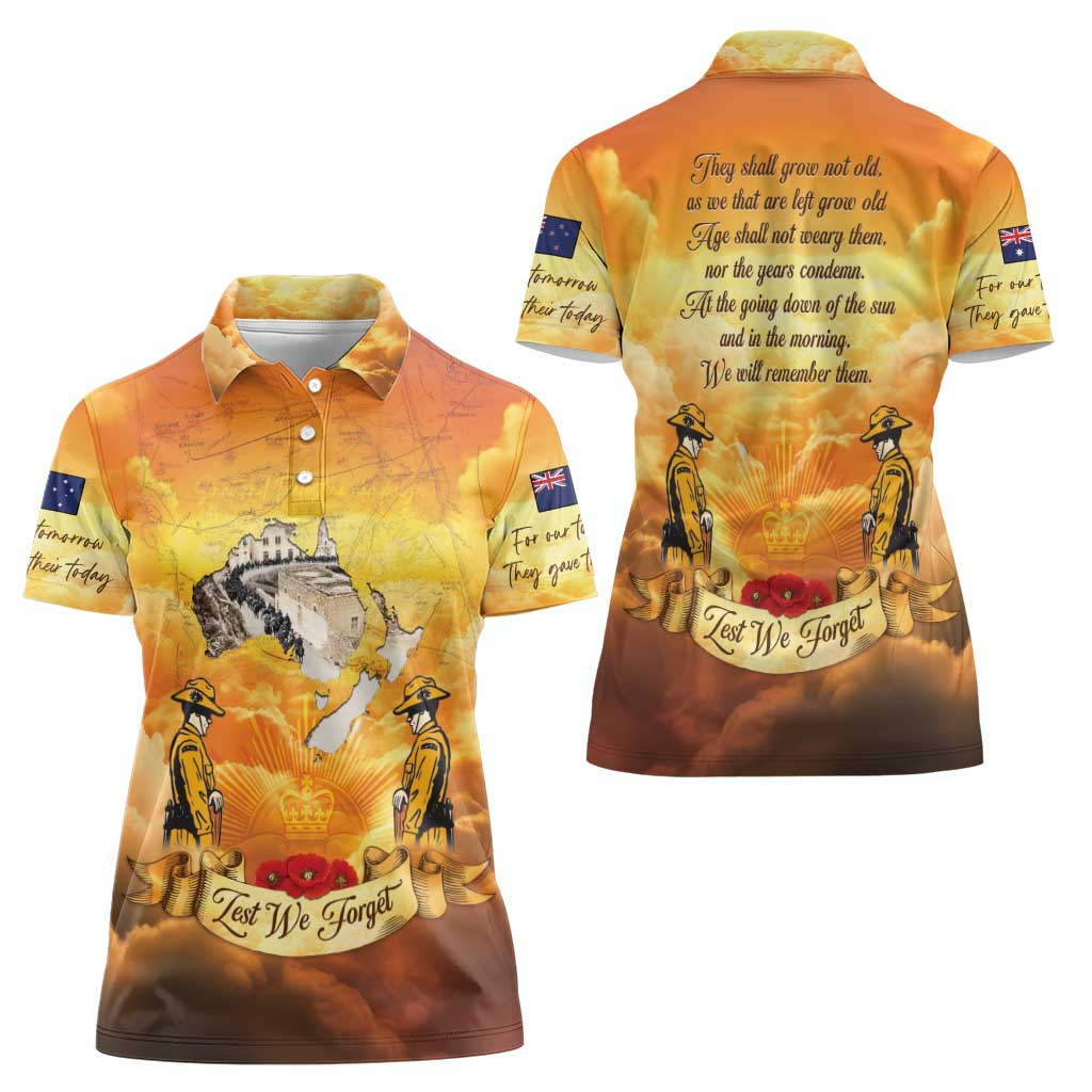 New Zealand And Australia ANZAC Day Women Polo Shirt Sinai Palestine Campaign Lest We Forget LT05 - Polynesian Pride