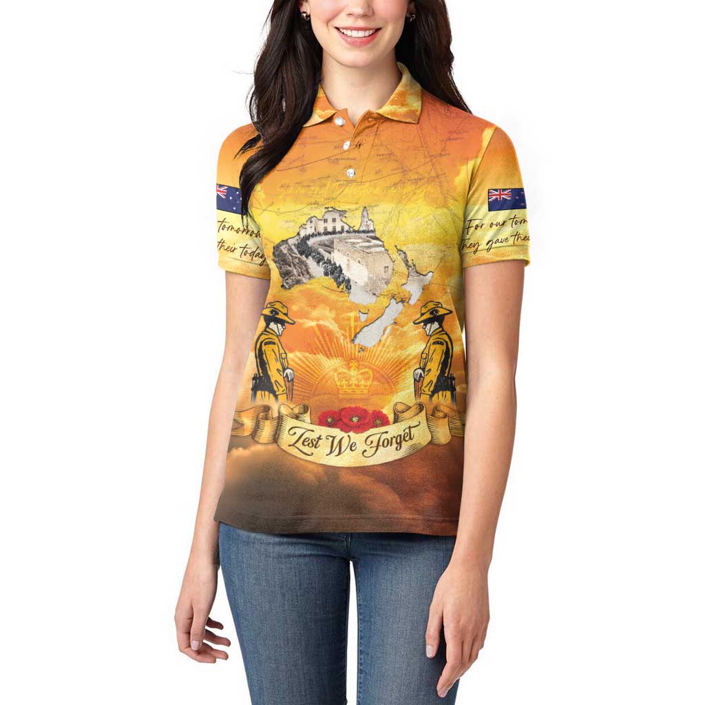 New Zealand And Australia ANZAC Day Women Polo Shirt Sinai Palestine Campaign Lest We Forget LT05 - Polynesian Pride