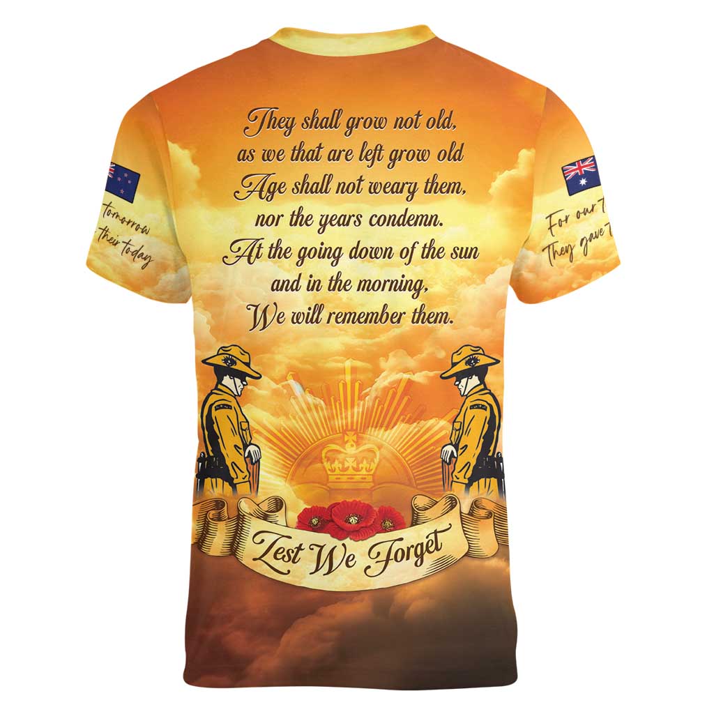 New Zealand And Australia ANZAC Day Women V-Neck T-Shirt Sinai Palestine Campaign Lest We Forget LT05 - Polynesian Pride