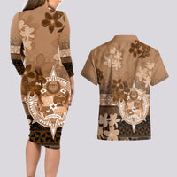 Tonga Emancipation Day Couples Matching Long Sleeve Bodycon Dress and Hawaiian Shirt Tongan Kupesi Ngatu Pattern Vintage Style LT05 - Polynesian Pride