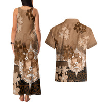 Tonga Emancipation Day Couples Matching Tank Maxi Dress and Hawaiian Shirt Tongan Kupesi Ngatu Pattern Vintage Style LT05 - Polynesian Pride