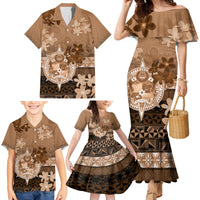 Tonga Emancipation Day Family Matching Mermaid Dress and Hawaiian Shirt Tongan Kupesi Ngatu Pattern Vintage Style LT05 - Polynesian Pride