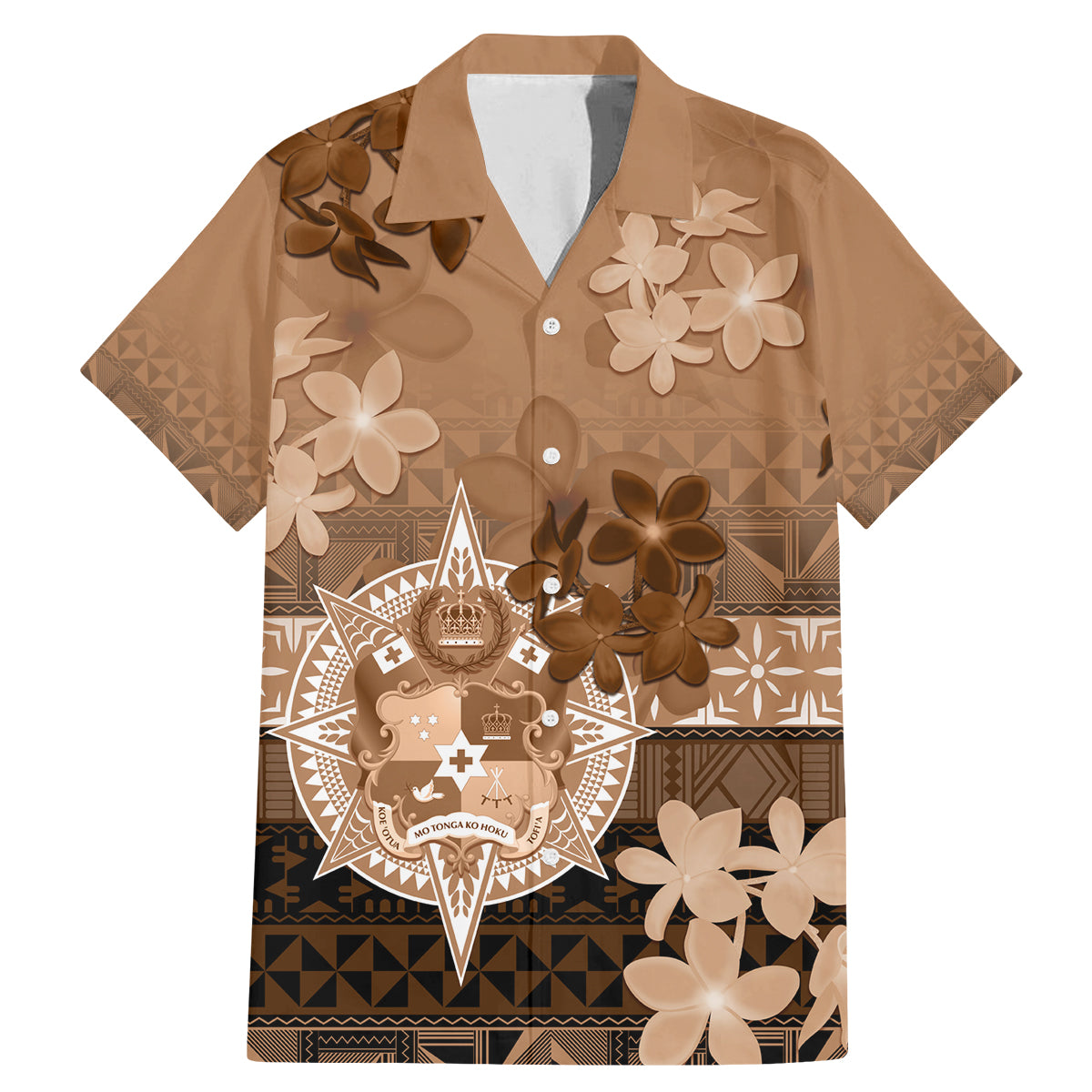 Tonga Emancipation Day Family Matching Mermaid Dress and Hawaiian Shirt Tongan Kupesi Ngatu Pattern Vintage Style LT05 Dad's Shirt - Short Sleeve Brown - Polynesian Pride