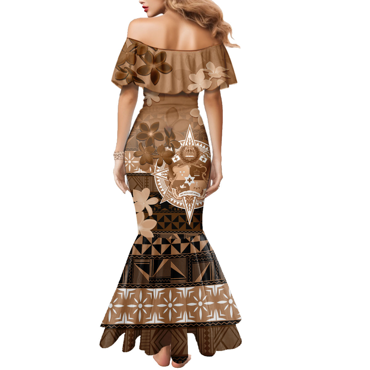 Tonga Emancipation Day Family Matching Mermaid Dress and Hawaiian Shirt Tongan Kupesi Ngatu Pattern Vintage Style LT05 - Polynesian Pride