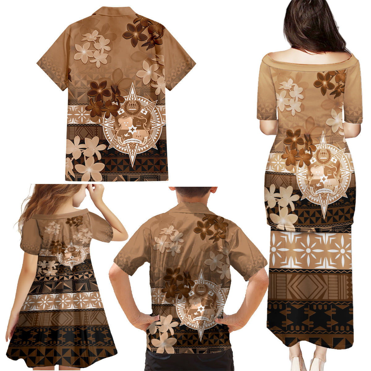 Tonga Emancipation Day Family Matching Puletasi and Hawaiian Shirt Tongan Kupesi Ngatu Pattern Vintage Style LT05 - Polynesian Pride