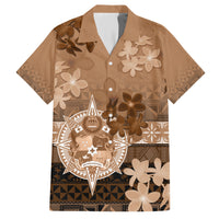 Tonga Emancipation Day Family Matching Short Sleeve Bodycon Dress and Hawaiian Shirt Tongan Kupesi Ngatu Pattern Vintage Style LT05 Dad's Shirt - Short Sleeve Brown - Polynesian Pride
