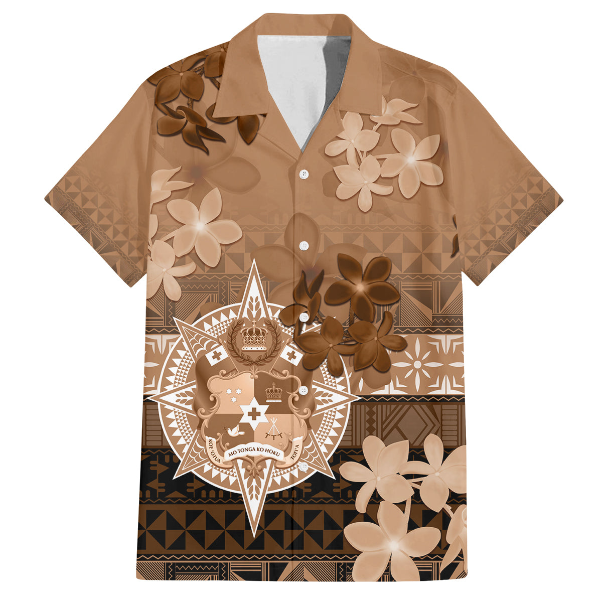 Tonga Emancipation Day Family Matching Summer Maxi Dress and Hawaiian Shirt Tongan Kupesi Ngatu Pattern Vintage Style LT05 Dad's Shirt - Short Sleeve Brown - Polynesian Pride