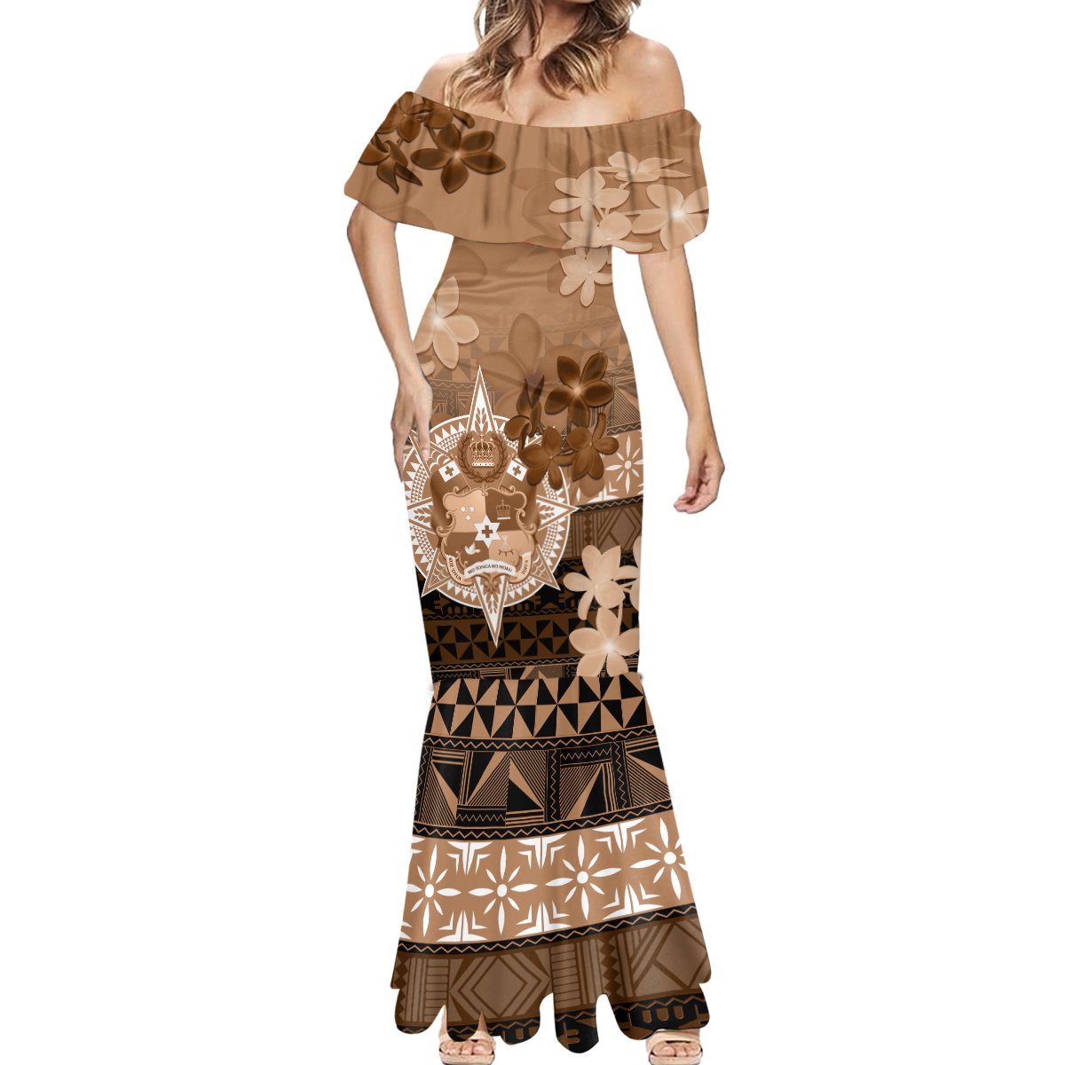 Tonga Emancipation Day Mermaid Dress Tongan Kupesi Ngatu Pattern Vintage Style