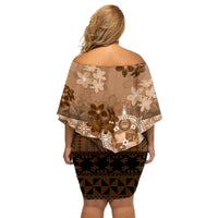 Tonga Emancipation Day Off Shoulder Short Dress Tongan Kupesi Ngatu Pattern Vintage Style