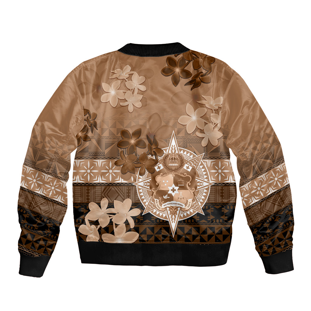 Tonga Emancipation Day Sleeve Zip Bomber Jacket Tongan Kupesi Ngatu Pattern Vintage Style LT05 - Polynesian Pride