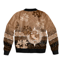 Tonga Emancipation Day Sleeve Zip Bomber Jacket Tongan Kupesi Ngatu Pattern Vintage Style LT05 - Polynesian Pride