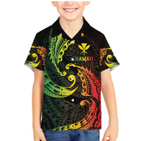 AAPI Heritage Month Family Matching Mermaid Dress and Hawaiian Shirt Kanaka Maoli Polynesian Tribal Wave LT05 Son's Shirt Reggae - Polynesian Pride