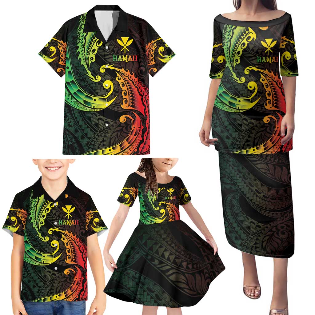 AAPI Heritage Month Family Matching Puletasi and Hawaiian Shirt Kanaka Maoli Polynesian Tribal Wave LT05 - Polynesian Pride