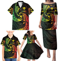 AAPI Heritage Month Family Matching Puletasi and Hawaiian Shirt Kanaka Maoli Polynesian Tribal Wave LT05 - Polynesian Pride