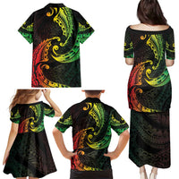 AAPI Heritage Month Family Matching Puletasi and Hawaiian Shirt Kanaka Maoli Polynesian Tribal Wave LT05 - Polynesian Pride