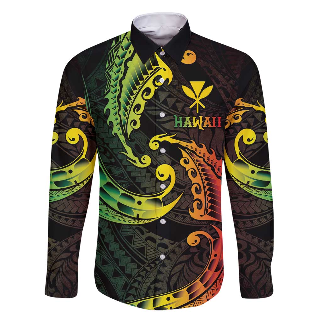 AAPI Heritage Month Family Matching Short Sleeve Bodycon Dress and Hawaiian Shirt Kanaka Maoli Polynesian Tribal Wave LT05 Dad's Shirt - Long Sleeve Reggae - Polynesian Pride