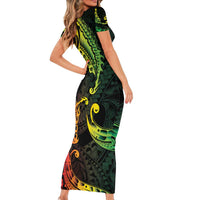AAPI Heritage Month Family Matching Short Sleeve Bodycon Dress and Hawaiian Shirt Kanaka Maoli Polynesian Tribal Wave LT05 - Polynesian Pride