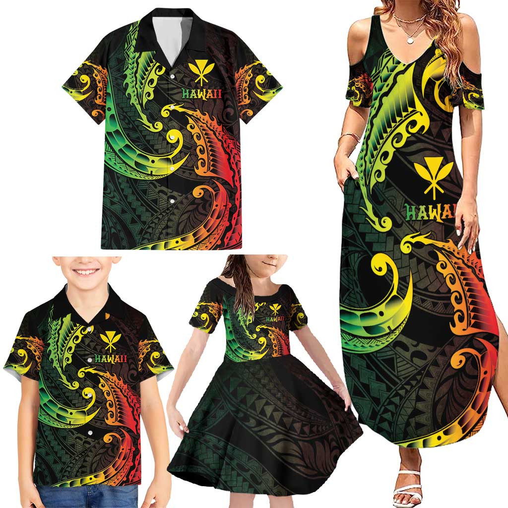 AAPI Heritage Month Family Matching Summer Maxi Dress and Hawaiian Shirt Kanaka Maoli Polynesian Tribal Wave LT05 - Polynesian Pride
