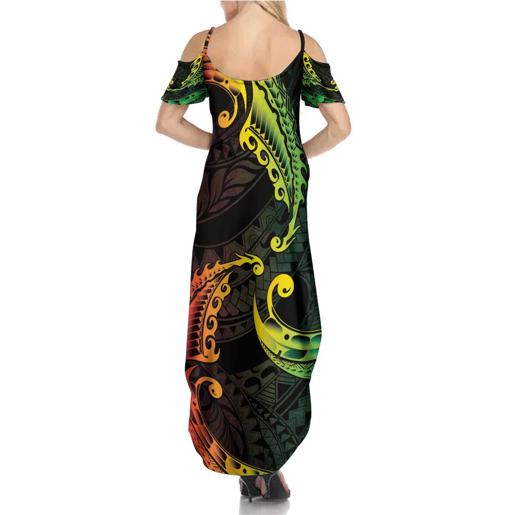 AAPI Heritage Month Family Matching Summer Maxi Dress and Hawaiian Shirt Kanaka Maoli Polynesian Tribal Wave LT05 - Polynesian Pride