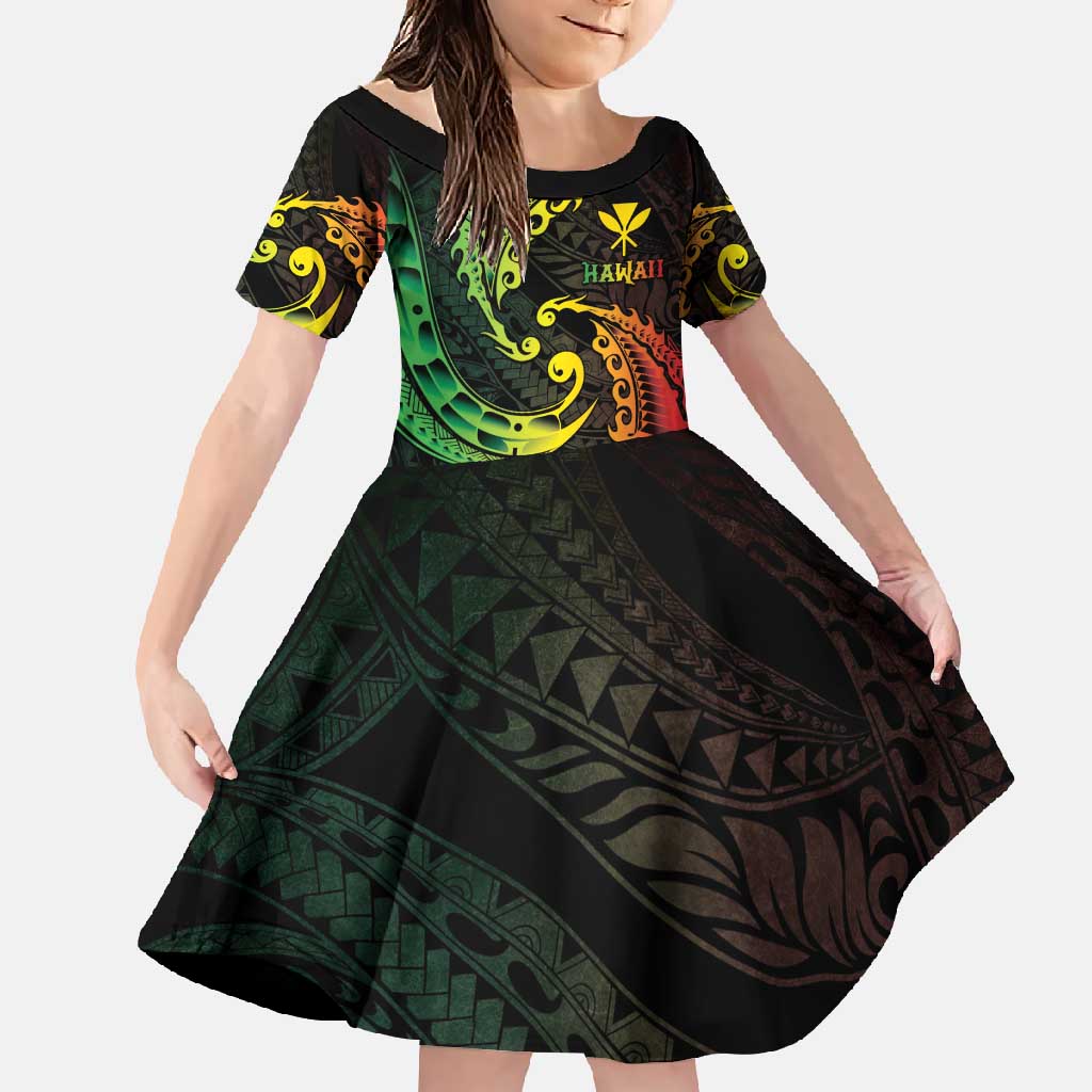 AAPI Heritage Month Family Matching Tank Maxi Dress and Hawaiian Shirt Kanaka Maoli Polynesian Tribal Wave LT05 Daughter's Dress Reggae - Polynesian Pride