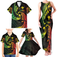 AAPI Heritage Month Family Matching Tank Maxi Dress and Hawaiian Shirt Kanaka Maoli Polynesian Tribal Wave LT05 - Polynesian Pride