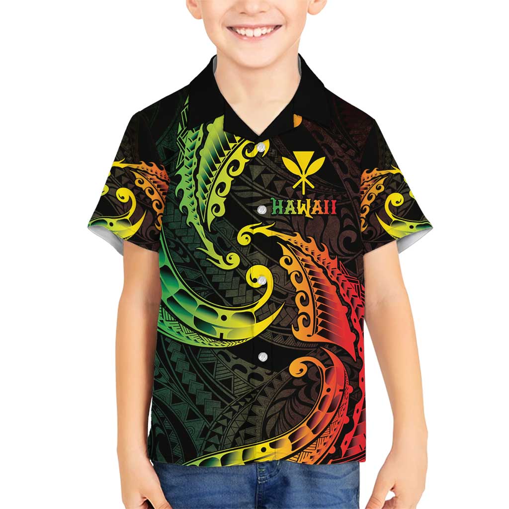 AAPI Heritage Month Family Matching Tank Maxi Dress and Hawaiian Shirt Kanaka Maoli Polynesian Tribal Wave LT05 Son's Shirt Reggae - Polynesian Pride