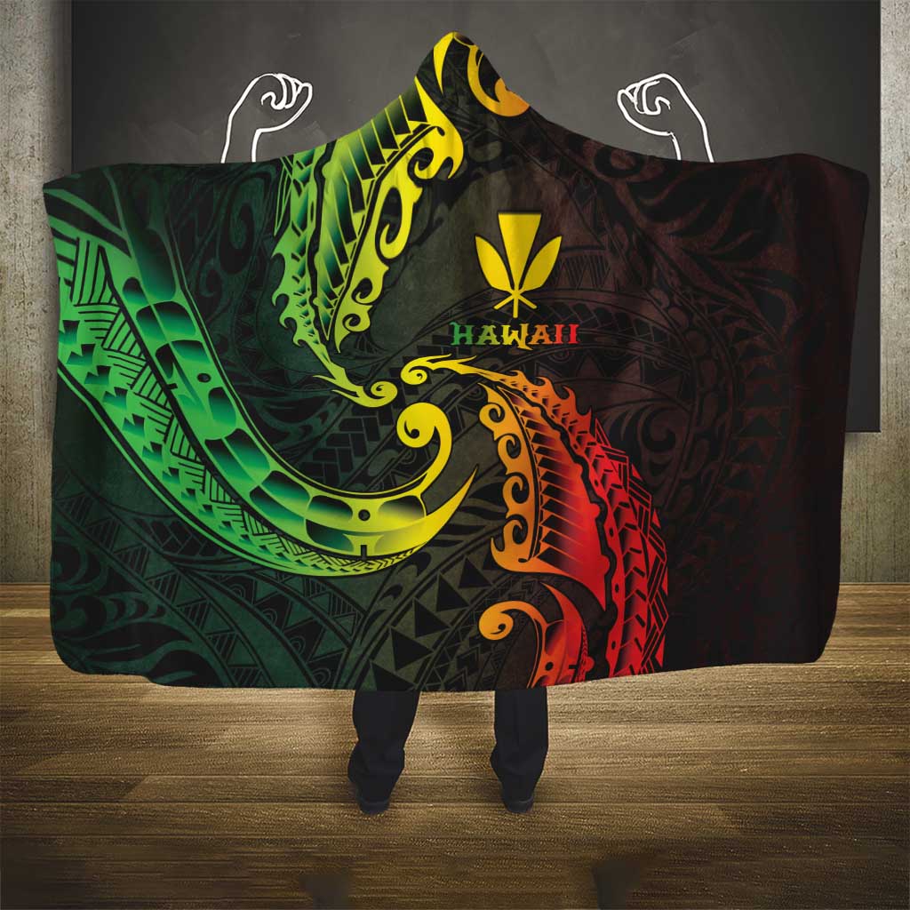 AAPI Heritage Month Hooded Blanket Kanaka Maoli Polynesian Tribal Wave