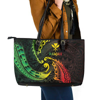 AAPI Heritage Month Leather Tote Bag Kanaka Maoli Polynesian Tribal Wave LT05 - Polynesian Pride