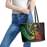 AAPI Heritage Month Leather Tote Bag Kanaka Maoli Polynesian Tribal Wave LT05 - Polynesian Pride