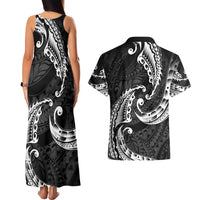 AAPI Heritage Month Couples Matching Tank Maxi Dress and Hawaiian Shirt American Samoa Polynesian Tribal Wave LT05 - Polynesian Pride