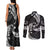 AAPI Heritage Month Couples Matching Tank Maxi Dress and Long Sleeve Button Shirt American Samoa Polynesian Tribal Wave