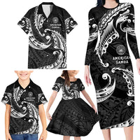 AAPI Heritage Month Family Matching Long Sleeve Bodycon Dress and Hawaiian Shirt American Samoa Polynesian Tribal Wave LT05 - Polynesian Pride
