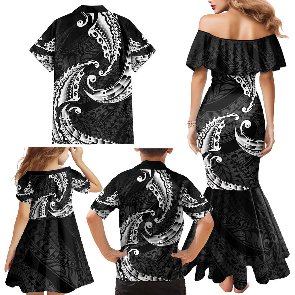 AAPI Heritage Month Family Matching Mermaid Dress and Hawaiian Shirt American Samoa Polynesian Tribal Wave LT05 - Polynesian Pride