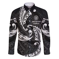 AAPI Heritage Month Family Matching Mermaid Dress and Hawaiian Shirt American Samoa Polynesian Tribal Wave LT05 Dad's Shirt - Long Sleeve Black - Polynesian Pride