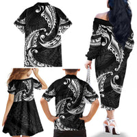 AAPI Heritage Month Family Matching Off The Shoulder Long Sleeve Dress and Hawaiian Shirt American Samoa Polynesian Tribal Wave LT05 - Polynesian Pride