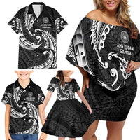 AAPI Heritage Month Family Matching Off Shoulder Short Dress and Hawaiian Shirt American Samoa Polynesian Tribal Wave LT05 - Polynesian Pride