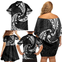 AAPI Heritage Month Family Matching Off Shoulder Short Dress and Hawaiian Shirt American Samoa Polynesian Tribal Wave LT05 - Polynesian Pride