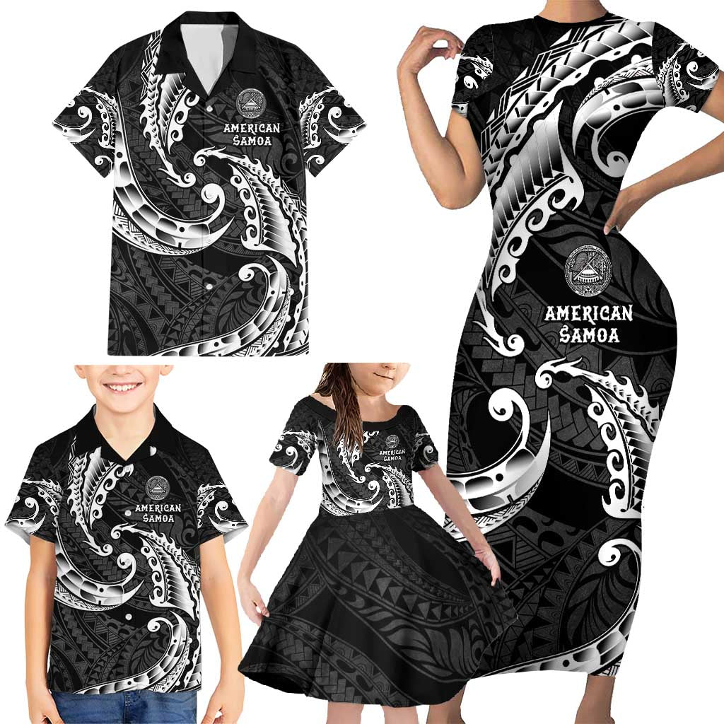 AAPI Heritage Month Family Matching Short Sleeve Bodycon Dress and Hawaiian Shirt American Samoa Polynesian Tribal Wave LT05 - Polynesian Pride