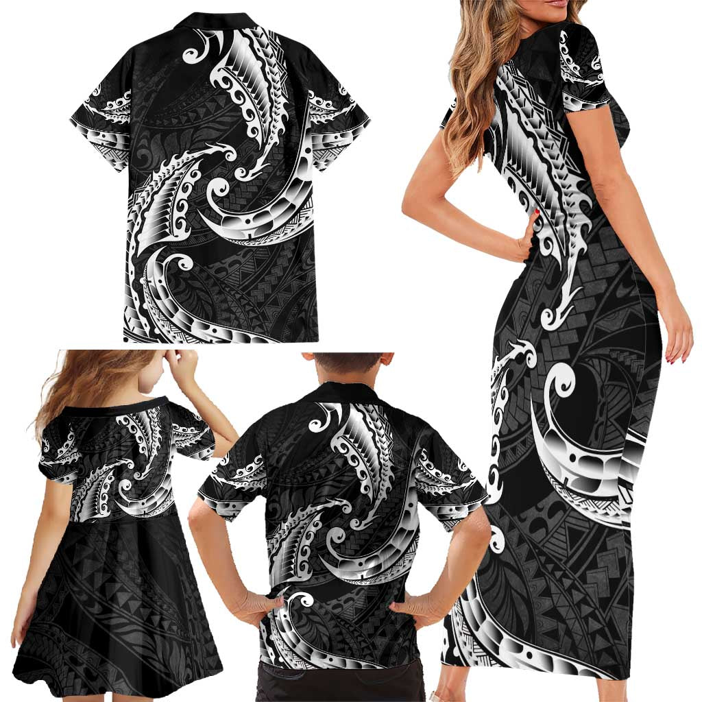 AAPI Heritage Month Family Matching Short Sleeve Bodycon Dress and Hawaiian Shirt American Samoa Polynesian Tribal Wave LT05 - Polynesian Pride