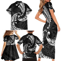 AAPI Heritage Month Family Matching Short Sleeve Bodycon Dress and Hawaiian Shirt American Samoa Polynesian Tribal Wave LT05 - Polynesian Pride
