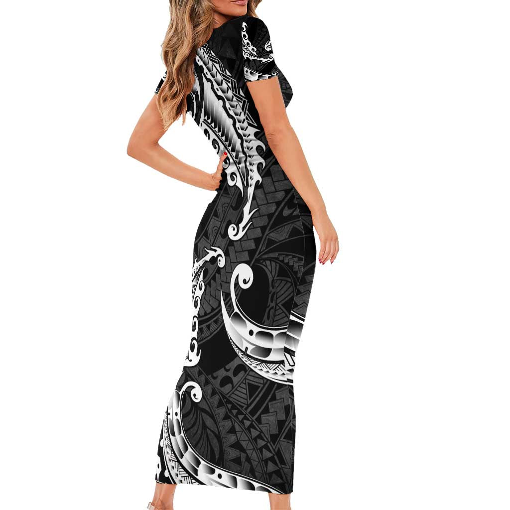 AAPI Heritage Month Family Matching Short Sleeve Bodycon Dress and Hawaiian Shirt American Samoa Polynesian Tribal Wave LT05 - Polynesian Pride