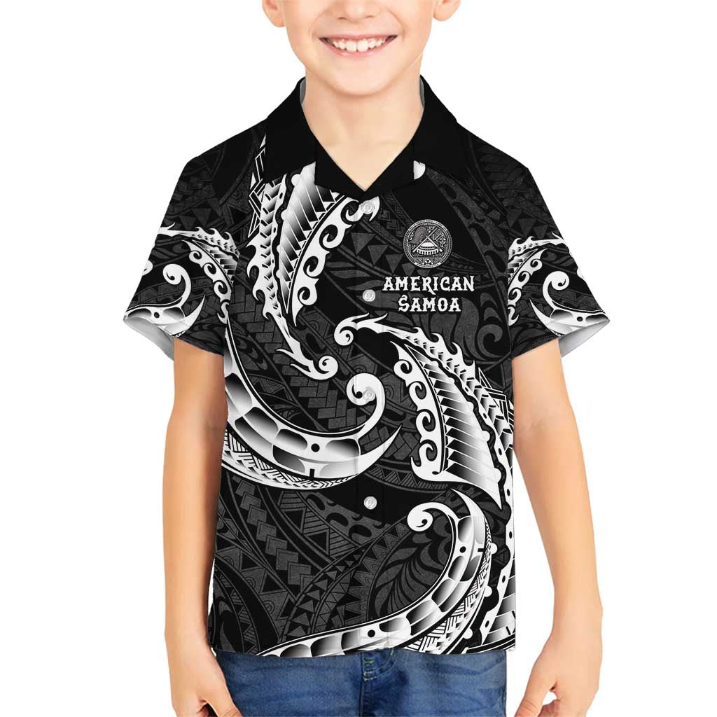 AAPI Heritage Month Family Matching Tank Maxi Dress and Hawaiian Shirt American Samoa Polynesian Tribal Wave LT05 Son's Shirt Black - Polynesian Pride