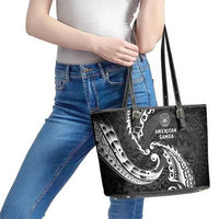 AAPI Heritage Month Leather Tote Bag American Samoa Polynesian Tribal Wave