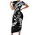 AAPI Heritage Month Short Sleeve Bodycon Dress American Samoa Polynesian Tribal Wave