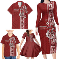 Tonga Language Week Family Matching Long Sleeve Bodycon Dress and Hawaiian Shirt Malo e Lelei Kupesi Ngatu Pattern LT05 - Polynesian Pride