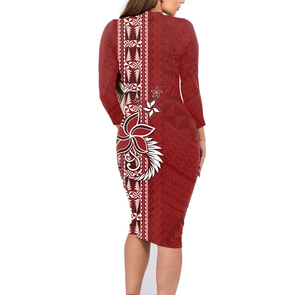 Tonga Language Week Family Matching Long Sleeve Bodycon Dress and Hawaiian Shirt Malo e Lelei Kupesi Ngatu Pattern LT05 - Polynesian Pride