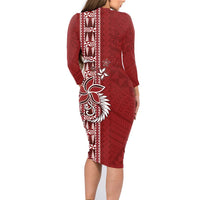Tonga Language Week Family Matching Long Sleeve Bodycon Dress and Hawaiian Shirt Malo e Lelei Kupesi Ngatu Pattern LT05 - Polynesian Pride