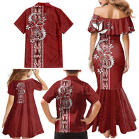 Tonga Language Week Family Matching Mermaid Dress and Hawaiian Shirt Malo e Lelei Kupesi Ngatu Pattern LT05 - Polynesian Pride