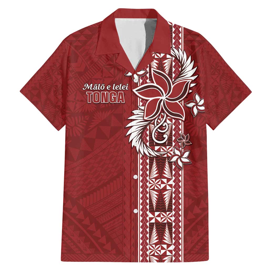 Tonga Language Week Family Matching Mermaid Dress and Hawaiian Shirt Malo e Lelei Kupesi Ngatu Pattern LT05 Dad's Shirt - Short Sleeve Red - Polynesian Pride